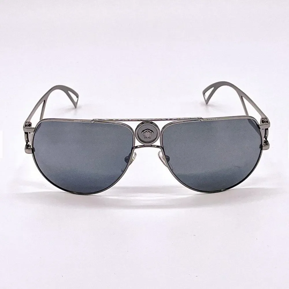 New! Versace Gray Unisex 60mm Sunglasses